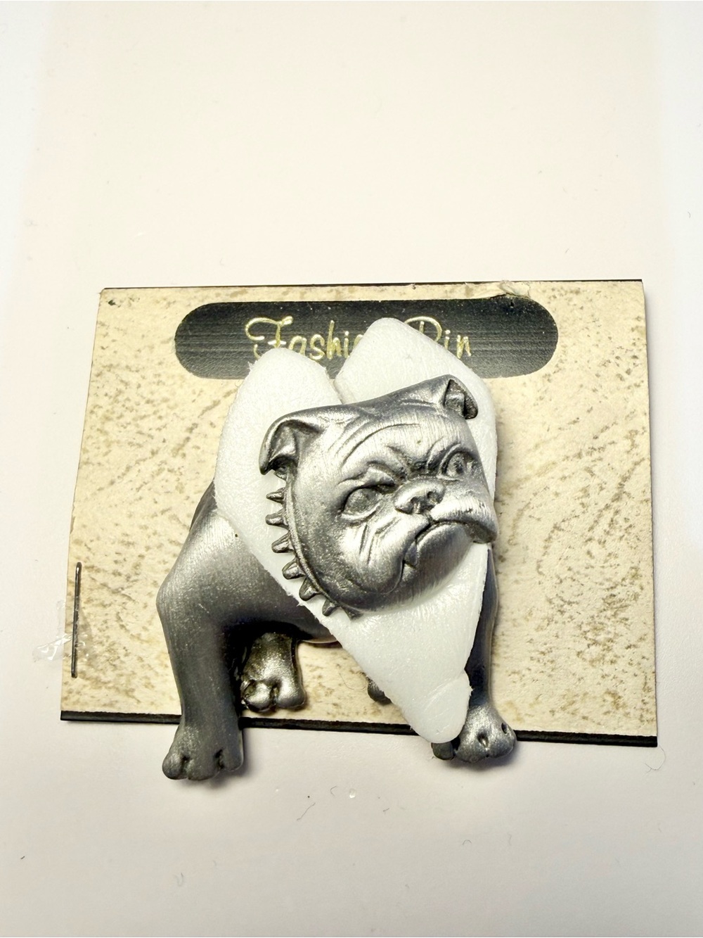 Pewter Grumpy Fat wobbly head Bull Dog Brooch,Dog Jewelry, Bull Dog pin
